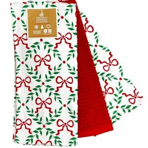 Deborah Connolly - ‘Bows & Greens’ Dish Towel (3). NWT. Firm!